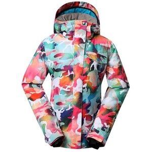 GSou Snow Ski Snowboard Jacket Vibrant Camo Removable Hoodie NWT Womens Size S